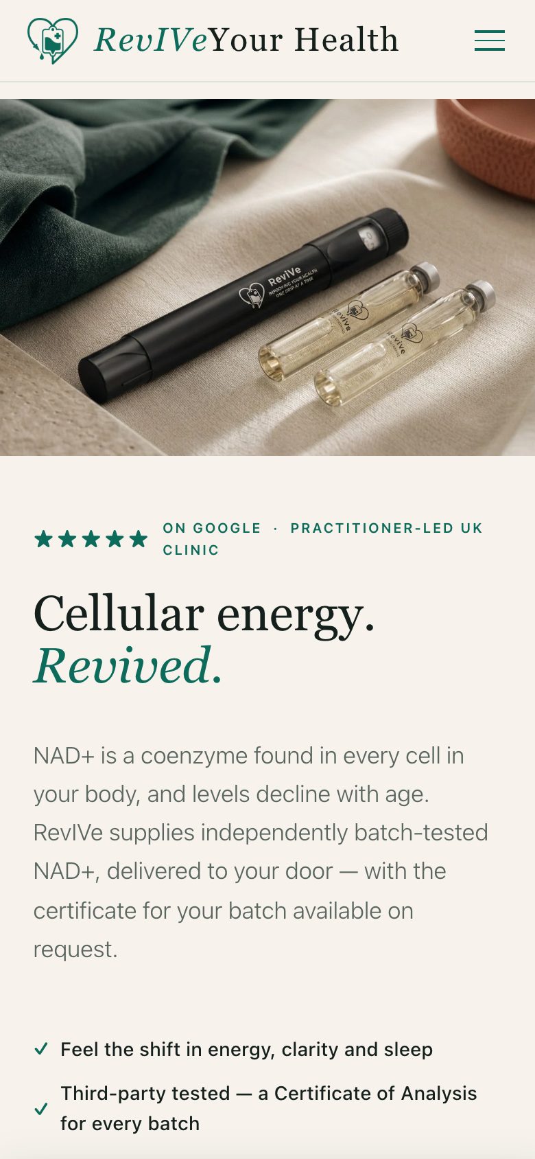 RevIVe Your Health mobile site