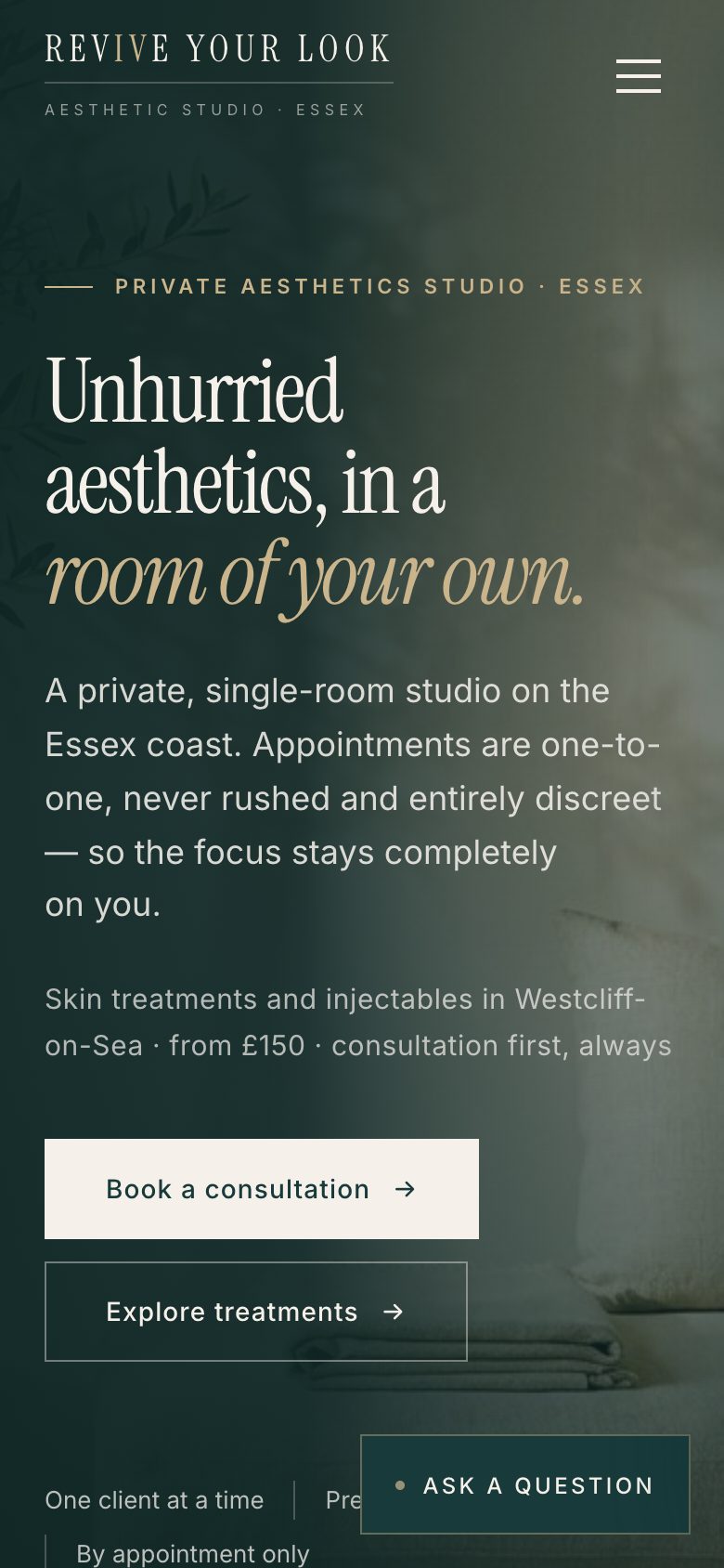 RevIVe Your Look, a clinic website I built, on a phone